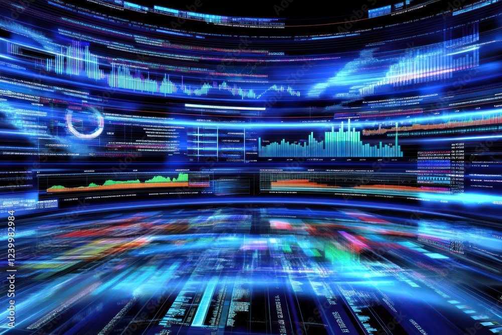 Poster data visualization with graphs and charts in motion