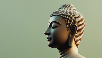 Serene Buddha Profile.  Generative AI.