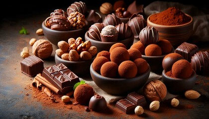 Fototapeta premium Sweet tasty mix of chocolate candies.