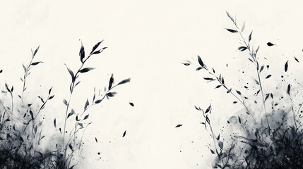 Ink wash freehand plants