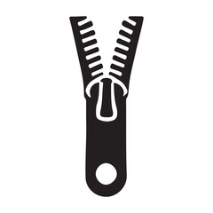 Unzipped black zipper design clothing fastener graphic illustration vector