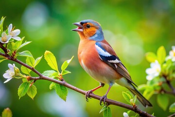 Spring's melody: a chaffinch's song, beautifully framed by the rule of thirds, in a stunning wildlife photograph.
