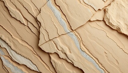Naklejka premium Abstract Beige Stone Texture with Layered Cracks