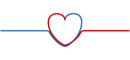 赤と青の線で作ったハートマーク