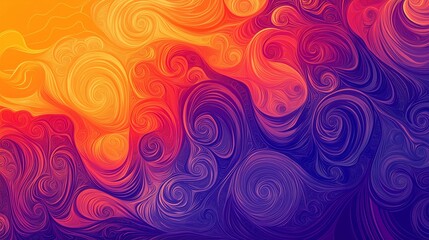 Interconnected waves and spirals in a glowing, hand-drawn groovy background.