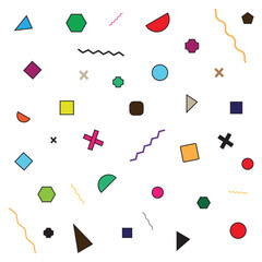 Abstract geometric shapes set. Memphis design, Bauhaus retro elements. For web, vintage, advertisement, commercial banner, poster, billboard, sale, brochures, covers. Vector geometric shapes