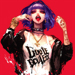 Badass girl in punk outfit