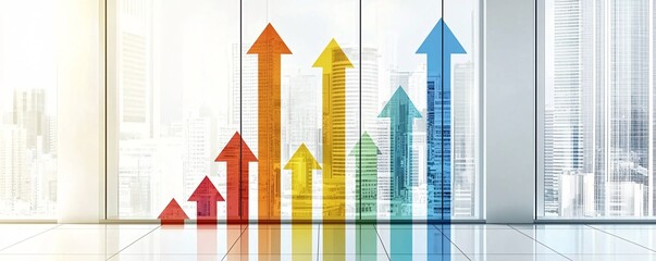 A digital representation of leadership growth, with an abstract pathway of arrows leading upwards towards success and development.