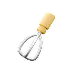 3d rendered illustration of whisk with wooden holding 