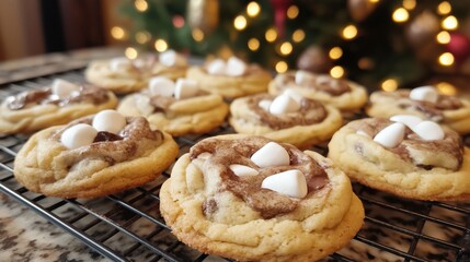 Marshmallow Swirl Cookies on baking grill