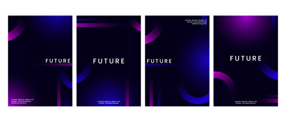 Digital cover design with gradient and line concept for futuristic poster
