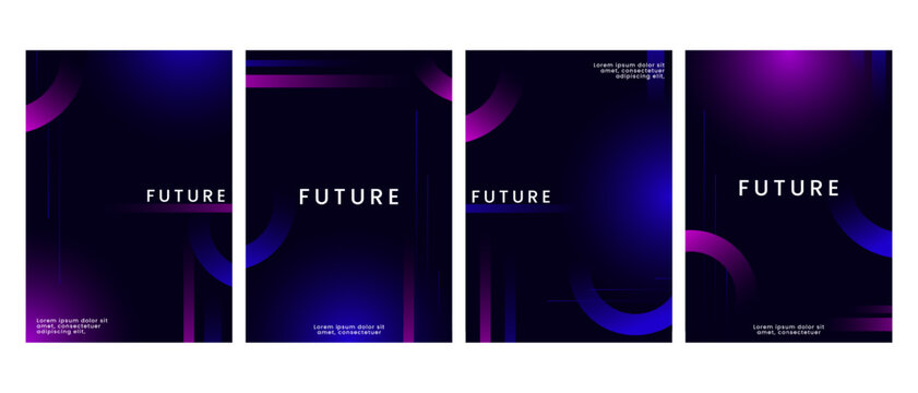 Digital cover design with gradient and line concept for futuristic poster
