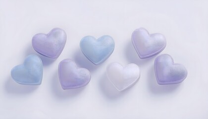 Fototapeta premium Festive Valentine's Day decorations: Sweetheart candies, pastel colors, arranged aesthetically.