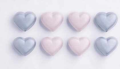 Fototapeta premium Festive Valentine's Day decorations: Sweetheart candies, pastel colors, arranged aesthetically.