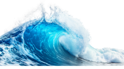 Perfect surfing ocean wave breaking with transparent background