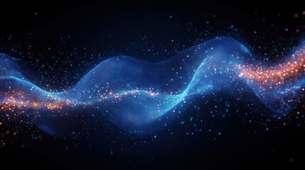 Obraz premium Futuristic Digital Wave Cyberpunk Art Flow Technology with Neon Lights and Glowing Particles