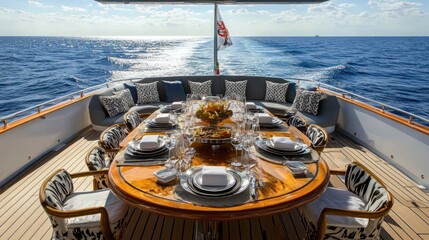 Luxury Yacht Dining: Opulent Alfresco Meal on the Open Sea