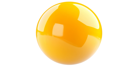 Glossy yellow sphere rotating on transparent background