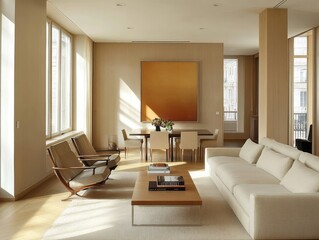 Modern Living Room Interior Design With Beige Accents