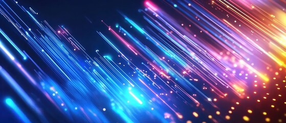 Fototapeta premium Vibrant light trails with colorful bokeh effects