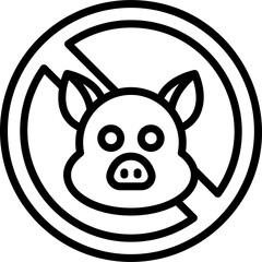 No Pork line icon