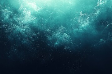 Abstract deep teal underwater scene with bright spots creating a cosmic ethereal mood