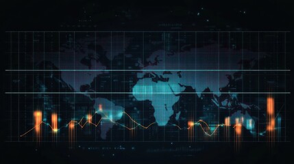 Global data visualization with graphs and world map background