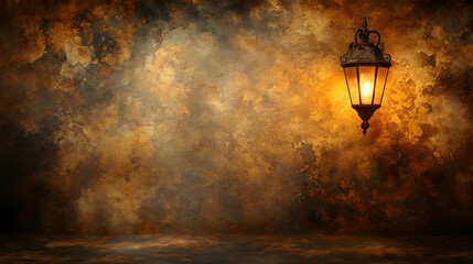 Rustic Lantern Hanging Against a Vintage Textured Wall Background