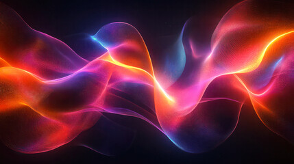 Obraz premium 3d abstract background with ultraviolet neon lights and wavy lines in contrasting dark space.