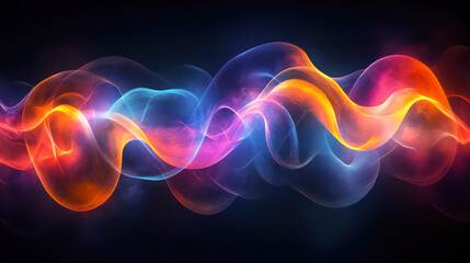 Obraz premium 3d abstract background with ultraviolet neon lights and wavy lines in contrasting dark space.