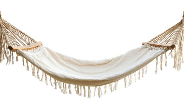 Empty white hammock hanging with transparent background