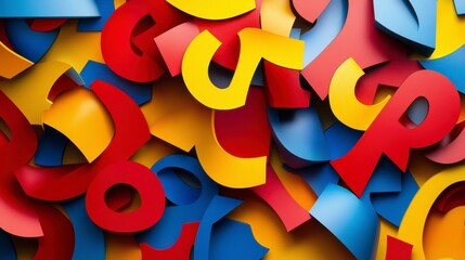 Fototapeta premium Minimalist typography integrated into a bold abstract background of bright primary colors