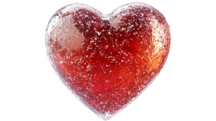 Red iced heart representing love and romance on transparent background
