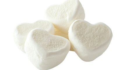 Obraz premium Heart-shaped marshmallows forming a small pile on transparent background