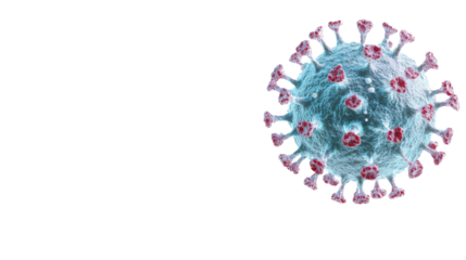 Microscopic view of virus cells floating on transparent background