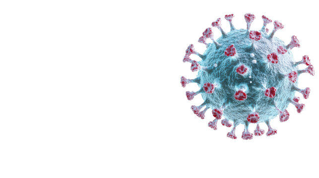 Microscopic view of virus cells floating on transparent background