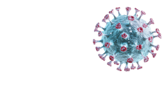Microscopic view of virus cells floating on transparent background