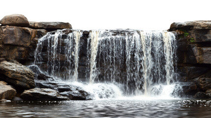 Fototapeta premium Waterfall cascading down rocks with transparent background