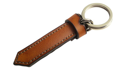 Elegant leather keychain on transparent background, showing craftsmanship and style