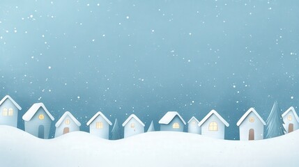 Cozy Winter Village with Falling Snowflakes