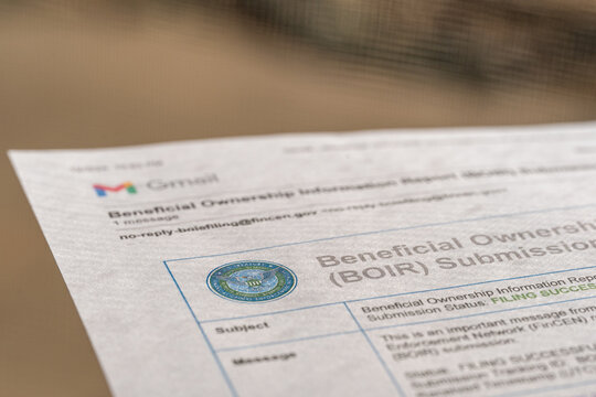 Sioux Falls, South Dakota, USA - 1.28.2025: Notice of Filing Success from the BOIR
