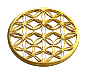 Golden flower of life symbol on a transparent background. isolated background.