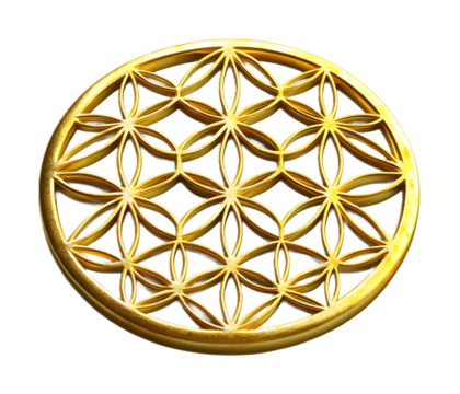 Golden flower of life symbol on a transparent background. isolated background.