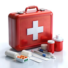 First aid kit isolated on white background