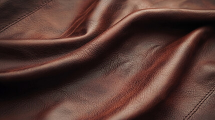 Rich burgundy leather texture background with a smooth, luxurious surface. Deep red tone enhances elegance and sophistication, offering a modern, blank space for various design projects