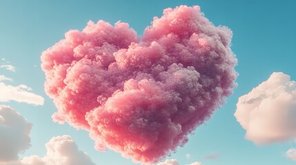 A heart shaped cloud with the words love in itColorful clouds dream scene background natural scener