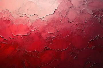 Abstract textured painting with deep red and light pink gradient using thick brushstrokes