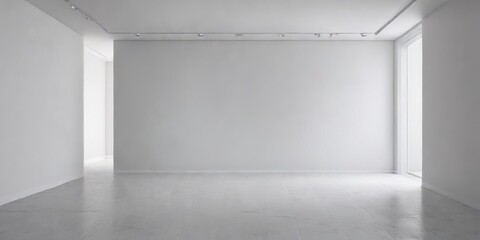 Empty white room with subtle lighting and minimalist design, showcasing a clean and spacious interior