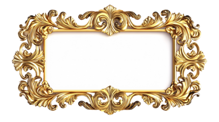 Golden frame with a pattern on a white background. isolated background.