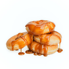 Caramel Sauce Draped on Glazed Donuts